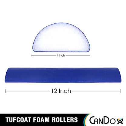 CanDo Premium TufCoat Blue Coated Half-Round Foam Rollers for Muscle Restoration, Massage Therapy, Rehabilitation, Sport Recovery and Physical Therapy for Home, Clinic and Gym - size: 4" X 12", style: Half Round