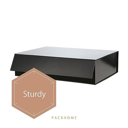 PACKHOME 6 Large Gift Boxes 13.5x10x3.5 Inches, Sturdy Shirt Boxes with Magnetic Lids for Multiple Occasions (Glossy Black) - color: 13x9.7x3.4 Inch-Black-Pack of 6