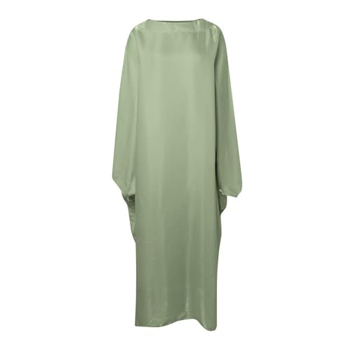 Muslim Dress Women One-Piece Prayer Dress Long Robe Long Sleeve Maxi Kaftan Dresses Islamic Clothes Set - color: Gn2