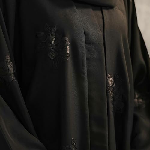 Abaya Dress for Women, Fully Button Up Muslim Abaya in Premium Nida Fabric – Long Sleeve Modest Islamic Maxi Dress - color: Black, size: Medium