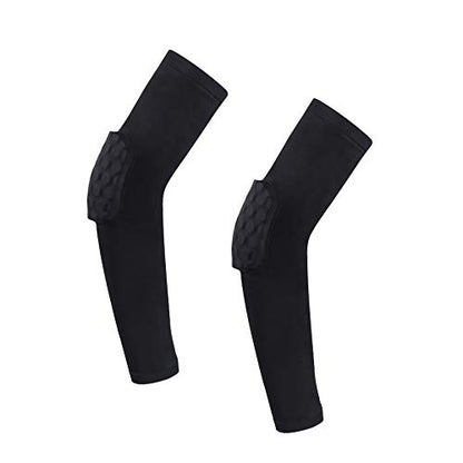 Upgraded Hex Padded Arm Sleeve Compression Padded Elbow Arm Sleeve with Elbow Pad for Football