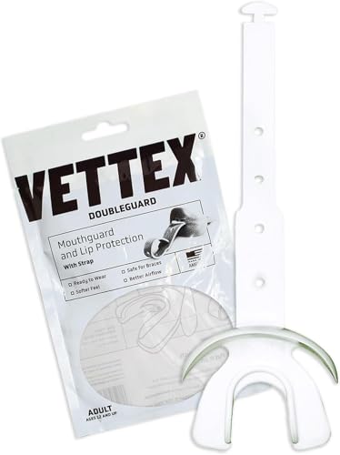 Vettex DoubleGuard Mouth Guard with Lip Protection, Clear | Football, Lacrosse, MMA, Boxing, Adjustable Helmet Strap, Braces Friendly, 2 Breathing Channels, NCAA & NFHS Certified - color: Clear