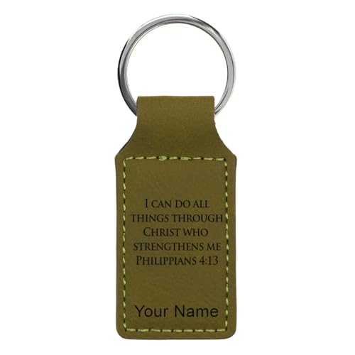 LaserGram Rectangle Keychain, Bible Verse Philippians 4-13, Personalized Engraving Included (Camo Green) - color: Camo Green