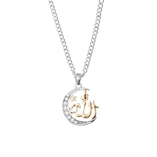 Brilucky Allah Necklace for Women,Muslim Islamic Necklace Religious Faith Pendant,Arabic Moon Jewelry Gifts for Eid Mubarak Ramadan
