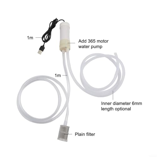 5V Self Priming Pump, USB Water Pump, 4L/Min Flow Rate, Plastic Body, 6MM Tube ID, For Aquarium, Balcony, Travel, Outdoor Use(1 Meter) - size: 1 Meter
