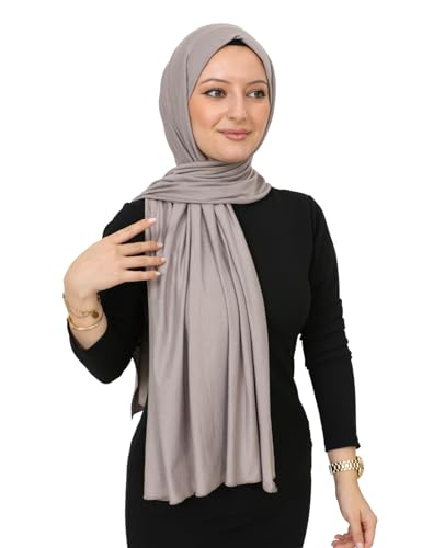 Prien Hijab for Women Viscose Scarf Lightweight Muslim Hijabs Long Shawl Islamic Scarves Turkey Silk Headscarf for Womens - color: Light Mink