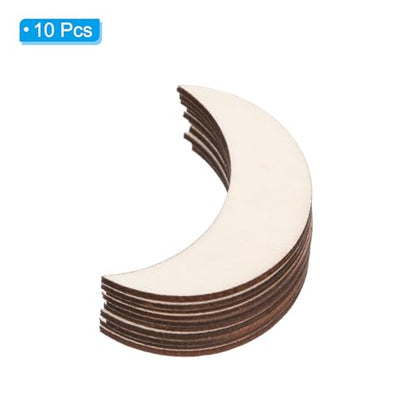 PATIKIL 2''x0.6" Wooden Moon, 10 Pack Unfinished Wood Moon Blank Wooden Cutouts Ornaments Natural Wood Pieces for Christmas Party Craft Projects - size: 2''x0.6"