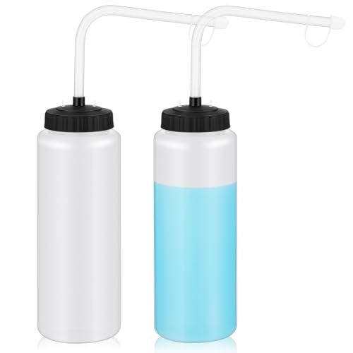 Domensi 2 Pack Large 1l Sports Water Bottle, 12.4" H x 5" W Translucent Easy Squeeze Plastic with Straw, Designed for Use with Football Lacrosse Hockey Helmets(Translucent,No Printed) - color: Translucent, style: No Printed