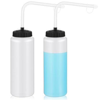 Domensi 2 Pack Large 1l Sports Water Bottle, 12.4" H x 5" W Translucent Easy Squeeze Plastic with Straw, Designed for Use with Football Lacrosse Hockey Helmets(Translucent,No Printed) - color: Translucent, style: No Printed