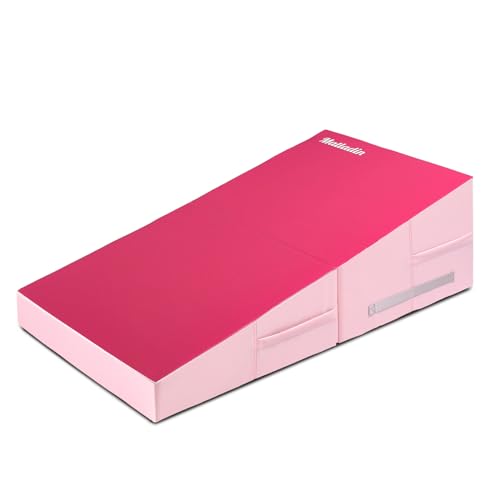 Matladin 48"x24"x14" Tumbling Mat - Folding Gymnastics Cheese Wedge Mat for Kids, Girls Home Training - color: Pink,Mist Pink