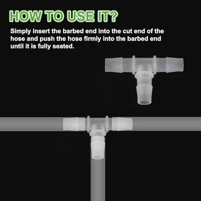 MECCANIXITY 10pcs Plastic Hose Barb Fitting, 3/8" x 3/8" t Shape Tee Barbed Hose Pipe Fitting Splicer Mender Joint Adapter for Water Liquid Fuel Line Tube, Clear - color: Clear, size: 3/8" x 3/8"