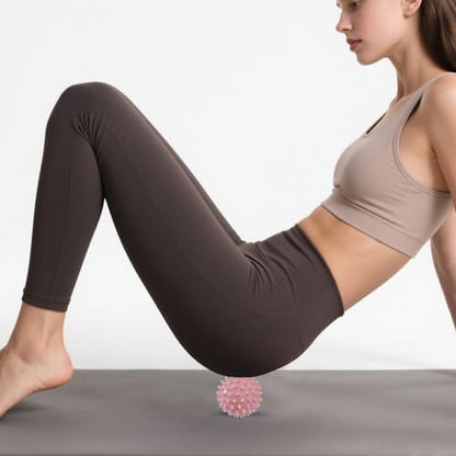 Spiky Massage Balls- 2PCS (Firm and Soft) Muscle Massager Ball for Feet, Back, Neck, Muscles, Foot Arch Trainer, Exercise, Physical Therapy, Hands Massager Roller for Plantar Fasciitis - color: Softpink+hardpurple