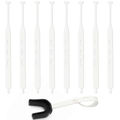 8PCS Mouth Guard Strap Only, Universal Football Mouth Guard Tether Replacement Football Mouthpiece Strap for Youth Sports Hockey Basketball Rugby MMA(White)