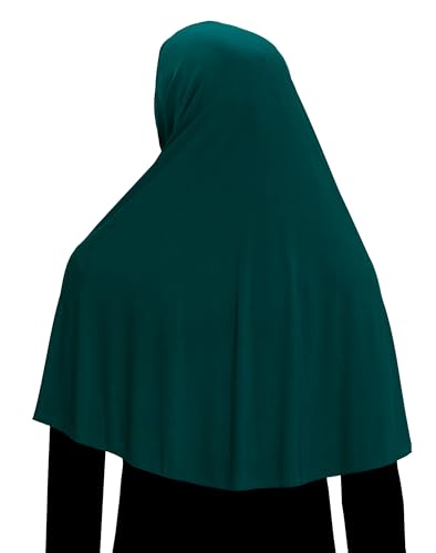 Women's Khimar Hijab Modest Muslim Cover Instant Elastane Elbow Length Easy Pull-on Islamic Headscarf - color: Teal
