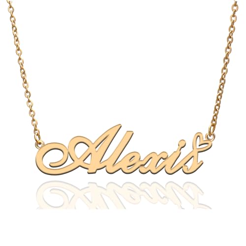 Custom Name Necklace Customized Personalized Plated Necklace for Mother Daughter Friendship Women Valentine's Day Christmas Birthday New Year Party - style: Alexis Gold