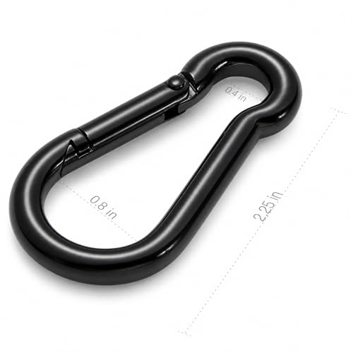 Stainless Steel Spring Snap Hook Carabiner - 304 Stainless Steel Caribeener Clips, Set of 6 - color: Black, size: 2.25 Inch
