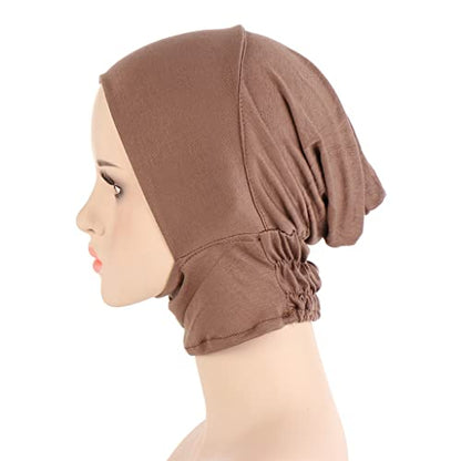 4pcs Muslim Inner Cap Stretch Turban Bonnet Underscarf Full Cover Hijab Neck Cover Head Wear - color: Navy Gray Coffee Camel