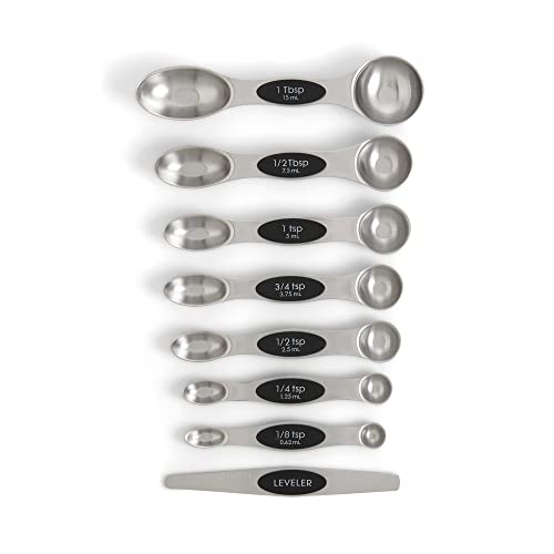 Mrs. Anderson’s Baking Dual-Sided Magnetic Measuring Spoons and Leveler, Heavyweight Stainless Steel, 8-Piece Set - style: Dual-Sided, Magnetic