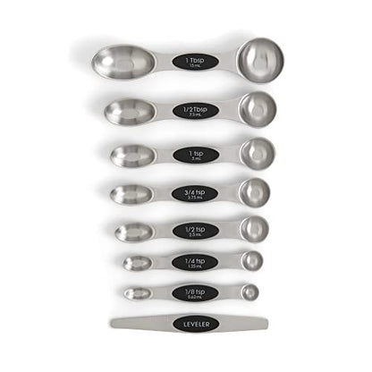 Mrs. Anderson’s Baking Dual-Sided Magnetic Measuring Spoons and Leveler, Heavyweight Stainless Steel, 8-Piece Set - style: Dual-Sided, Magnetic