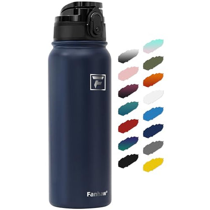 Fanhaw 20 oz Insulated Stainless Steel Water Bottle with Anti-Dust Chug Lid, Leakproof Vacuum Metal Everyday Use Bottle for Kids, Teens & Adults, Back to School Essentials (Navy Blue) - color: Navy Blue, style: 20 Ounces