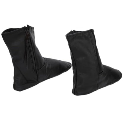 1Pair Muslim Leather Socks, Unisex Socks Zips Stockings, Islamic Thermal Prayer Winter Socks with Fleece Lined Sizes 35 to 45 (45-black) - size: 45