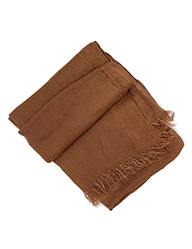 Txameru Hijab Scarf for Women - Muslim Rayon Crinkle With Fringe Edge - color: Chestnut