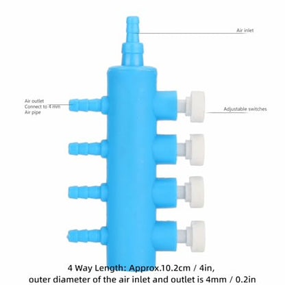 2Pcs 4mm Adapter Connector Plastic Distributor Aquarium Air Pump Splitter for Fish Tank Oxygen Tubing(4 Way) - style: 4 Way