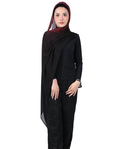 Special Ombre Modal Cotton Hijab Scarf for Women, Graceful Gradient Muslim Head Scarfs - color: Ombre Burgundy