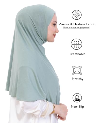 Prien Ready Hijab For Women, One Piece Muslim Instant Turban, Easy To Wear Long Head Scarf, Turkish Islamic Clothes For Abaya - color: Light Green