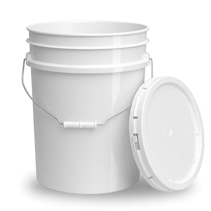 5 Gallon Bucket - Food Grade w/Lid BPA-Free, 3 Pack - White | Airtight Gasketed Tear Strip Lid, Heavy-Duty 90 Mil HDPE Plastic Pail, Bulk Storage, Food Safe Durable Container, Made in USA - size: 3 Packs