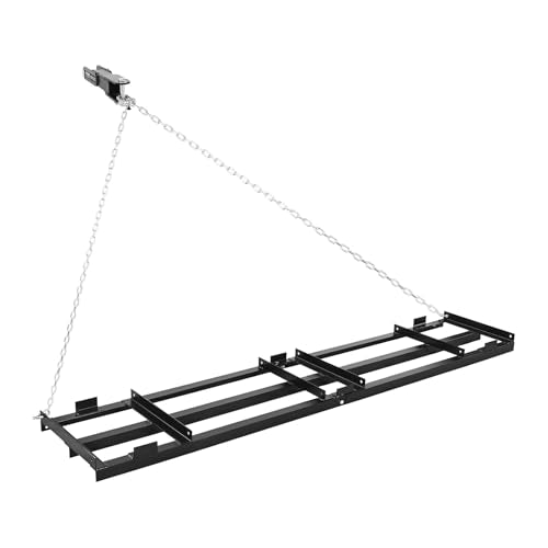 VEVOR Drag Harrow, 96 x 20 in, Tow-Behind Driveway Grader with Adjustable Width & 50lbs Load Capacity, Heavy Duty Lawn Leveling Rake, Galvanized Steel Gravel Driveway Drag, Fits ATVs UTVs Tractors - size: 8 FT- Black