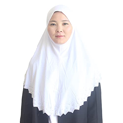 Instant Hijab Scarf for Women Muslim Women Clothing Headscarf for Girls with Czech Rhinestone - color: White