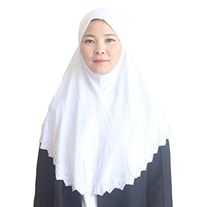 Instant Hijab Scarf for Women Muslim Women Clothing Headscarf for Girls with Czech Rhinestone - color: White