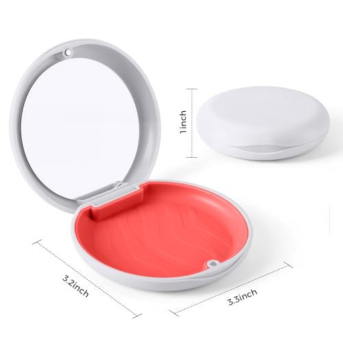 JMU Retainer Case, Slim Aligner Case with Mirror, Magnetic Closure Orthodontic Retainer Box, White - color: White