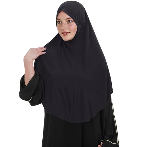 Instant Hijab for Women Muslim Stretchy Prayer Hijab Islamic Headscarf - color: Dark Navy