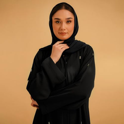 Elegant Modern Abaya 여성용 - 경량, 하늘거리는 느낌, 부드럽고 모든 상황에 적합 - color: 엠벨 블랙, size: XL