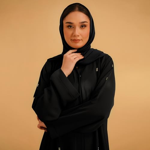 Elegant Modern Abaya 여성용 - 경량, 하늘거리는 느낌, 부드럽고 모든 상황에 적합 - color: 엠벨 블랙, size: XS
