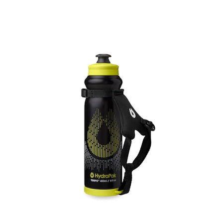 HydraPak Tempo Pro 400ml - Handheld Running Squeeze Bottle for Training and Race Day Hydration with Removable Strap (400ml/13oz) - Black - color: Black, style: 400ml