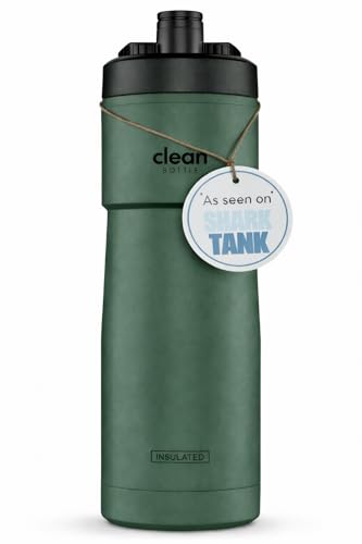 The Clean Hydration Co Insulated Bike Water Bottle 23 oz | Easy Clean Nozzle, Easy Squeeze Sports Bottle | BPA Free Cycling Bottle for Road & Mountain Biking, Gym & Travel | Matte Green - color: Matte Green