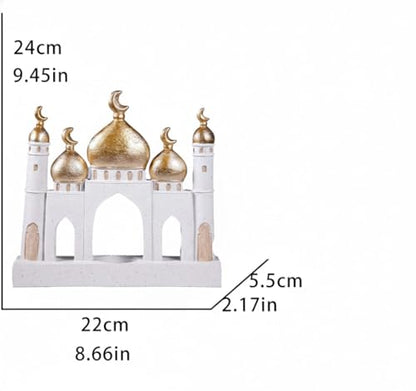 Hebdids Ramadan Eid Home Decorations for Home 2025 Gold and White Mosque Tower Islamic Eid Mubarak decore - style: Modern