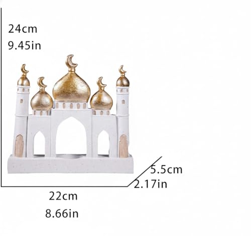 Hebdids Ramadan Eid Home Decorations for Home 2025 Gold and White Mosque Tower Islamic Eid Mubarak decore - style: Modern