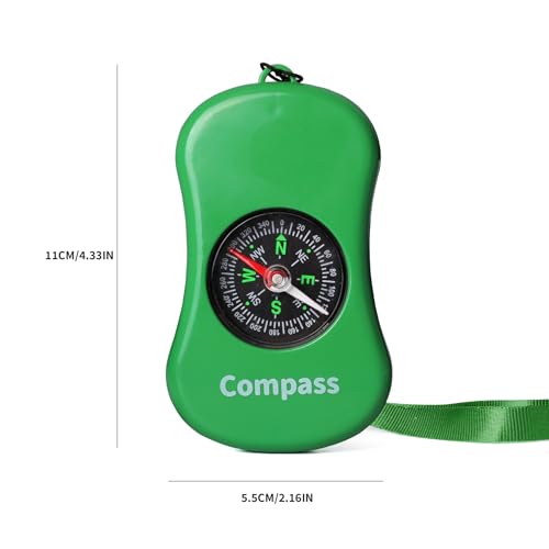 Explorer Kit Compass| Essential Outdoor Adventure Gear (Compass & Whistle Included) | Develops Sense of Direction. - color: Green-com&whistle