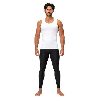 DEVOPS 3 Pack Men's Muscle Dry Fit Compression Tank Top Sleeveless Shirt | Compression Fit, Wicking, 4-Way Stretch, Running, Workout, UPF 50+, Sleeveless - color: Black / Black / White, size: X-Large