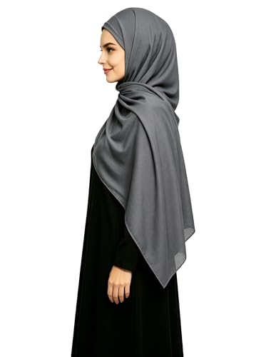 Lina & Lily Non-see-through Premium Jersey Maxi Hijab Head Scarf Wrap for Muslim Women - color: Dark Gray