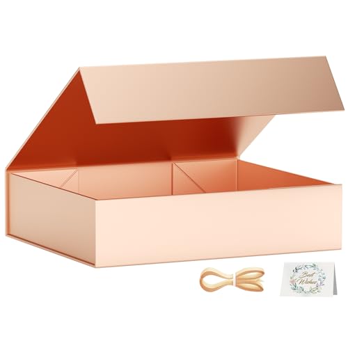 PSHVYM Gift Box 11.5x7.8x3 In, Rose Gold Gift Boxes with Lids for Presents - color: Rose Gold