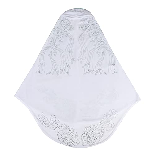 SIQITECHNO Elegant Hijab for Women Muslim Turban Scarf Islamic Headscarf Muslimah Turban Arabian Headwear Eid Scarf Shawl - color: White