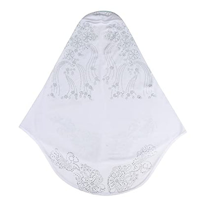 SIQITECHNO Elegant Hijab for Women Muslim Turban Scarf Islamic Headscarf Muslimah Turban Arabian Headwear Eid Scarf Shawl - color: White