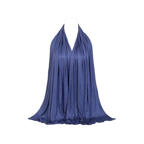 Non-see-through Premium Jersey Maxi Hijab Head Scarf Wrap for Muslim Women - color: Navy Blue