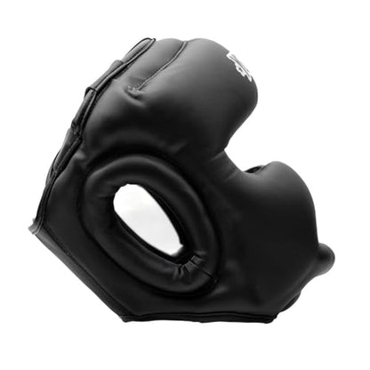 YOKKAO Premium Head Guard | Handmade Genuine Leather Headgear | Ideal for Muay Thai, Boxing, Kickboxing Sparring, Hard Training & Professional Competitions - color: Black Training, size: Medium
