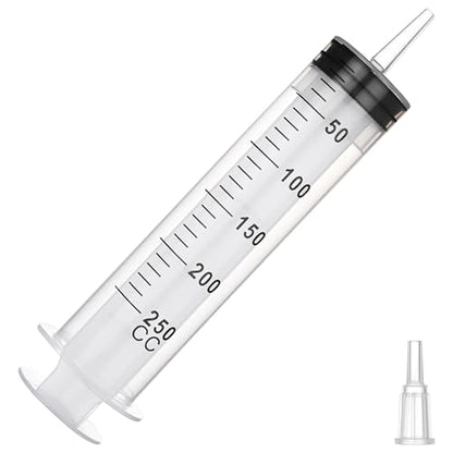 250ml Large Syringe for Thick Liquids, Individually Wrapped | Plastic Syringe Without Needle for Scientific Labs, Measuring Syringe for Craft & Mold Making - style: 250cc